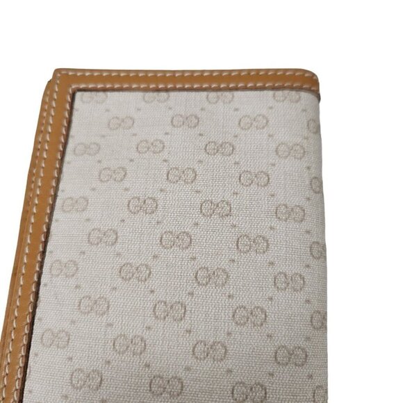 Gucci Wallet Bifold Long Envelope Checkbook Passport Beige Tan Vintage Authentic - Picture 3 of 12